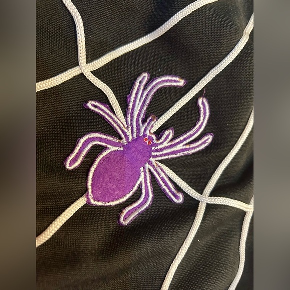 Spider Web Halloween Poncho, one size, embroidered purple spide. - Picture 4 of 9